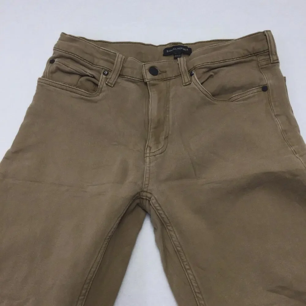 Banana Republic Jeans Mens 32x32 Beige Straight Leg Denim Zip Fly Stretch Casual